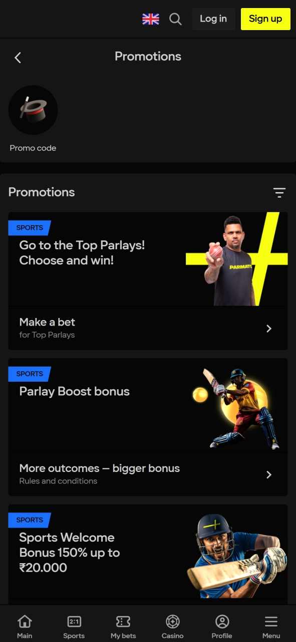 Claim the official Parimatch Aviator welcome bonus in mobile app.