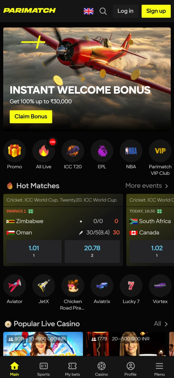Access official Parimatch homepage for fast mobile Aviator game navigation.