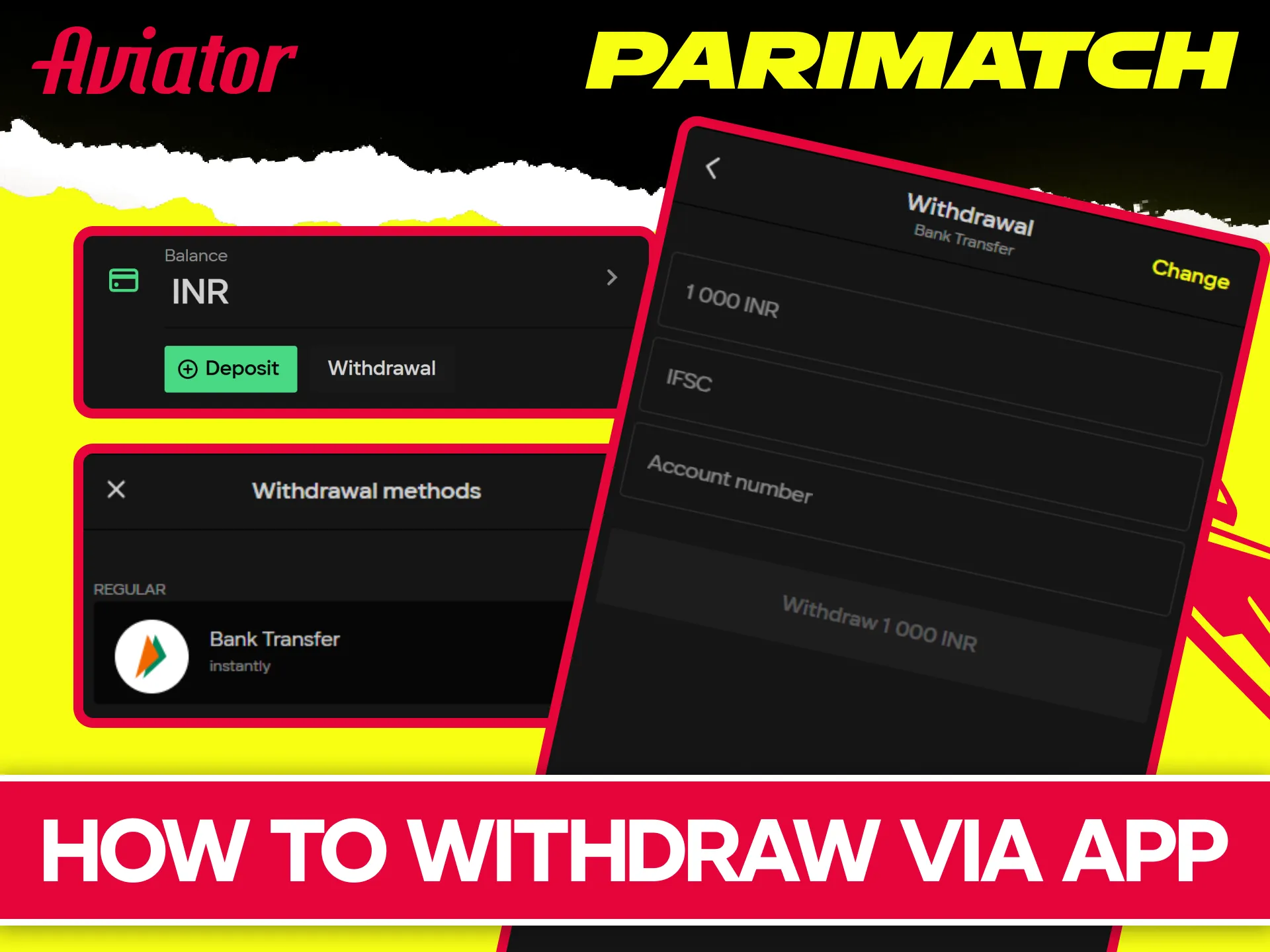 Withdraw Aviator winnings through the official Parimatch India mobile app.