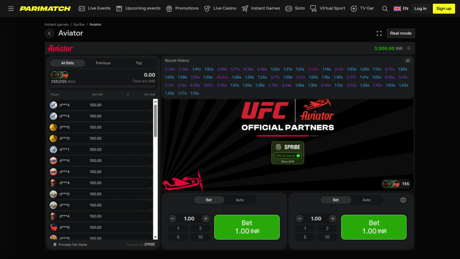 Check your official Parimatch Aviator history for past round results.