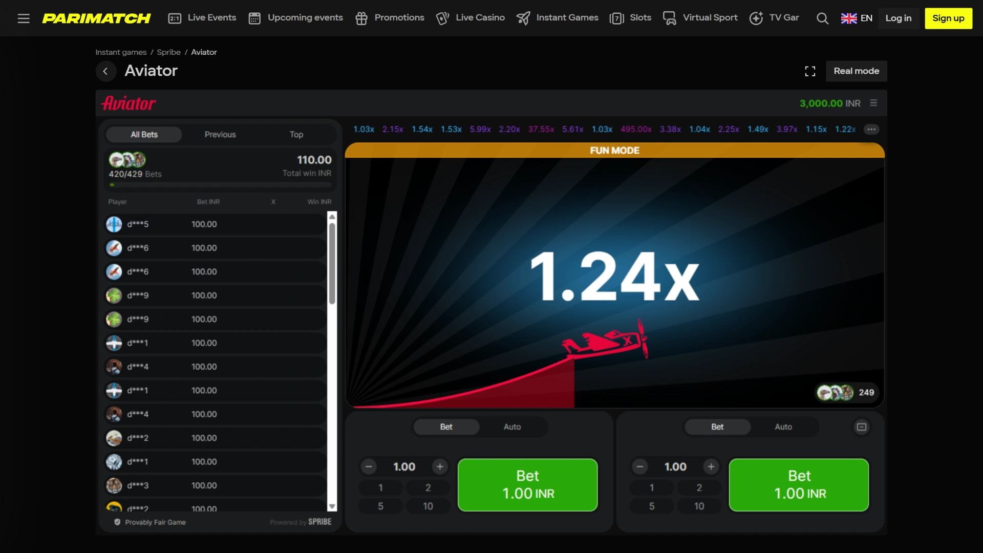 Watch the official Parimatch Aviator plane take off for flight.