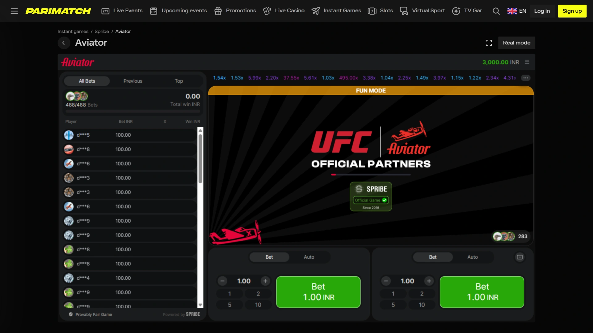 Wait for the official Parimatch Aviator round to start now.