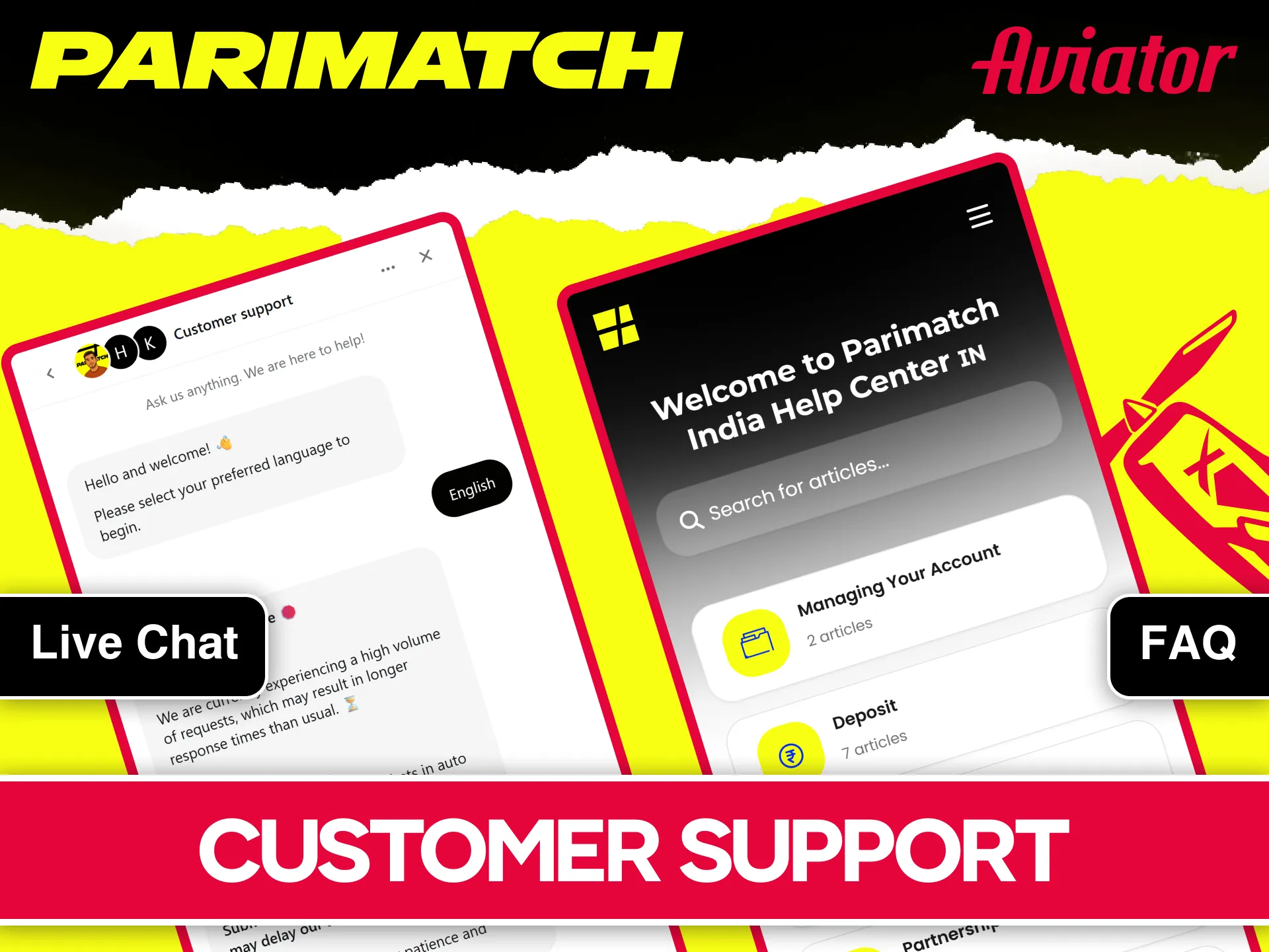 Contact the official Parimatch India support team for Aviator help.