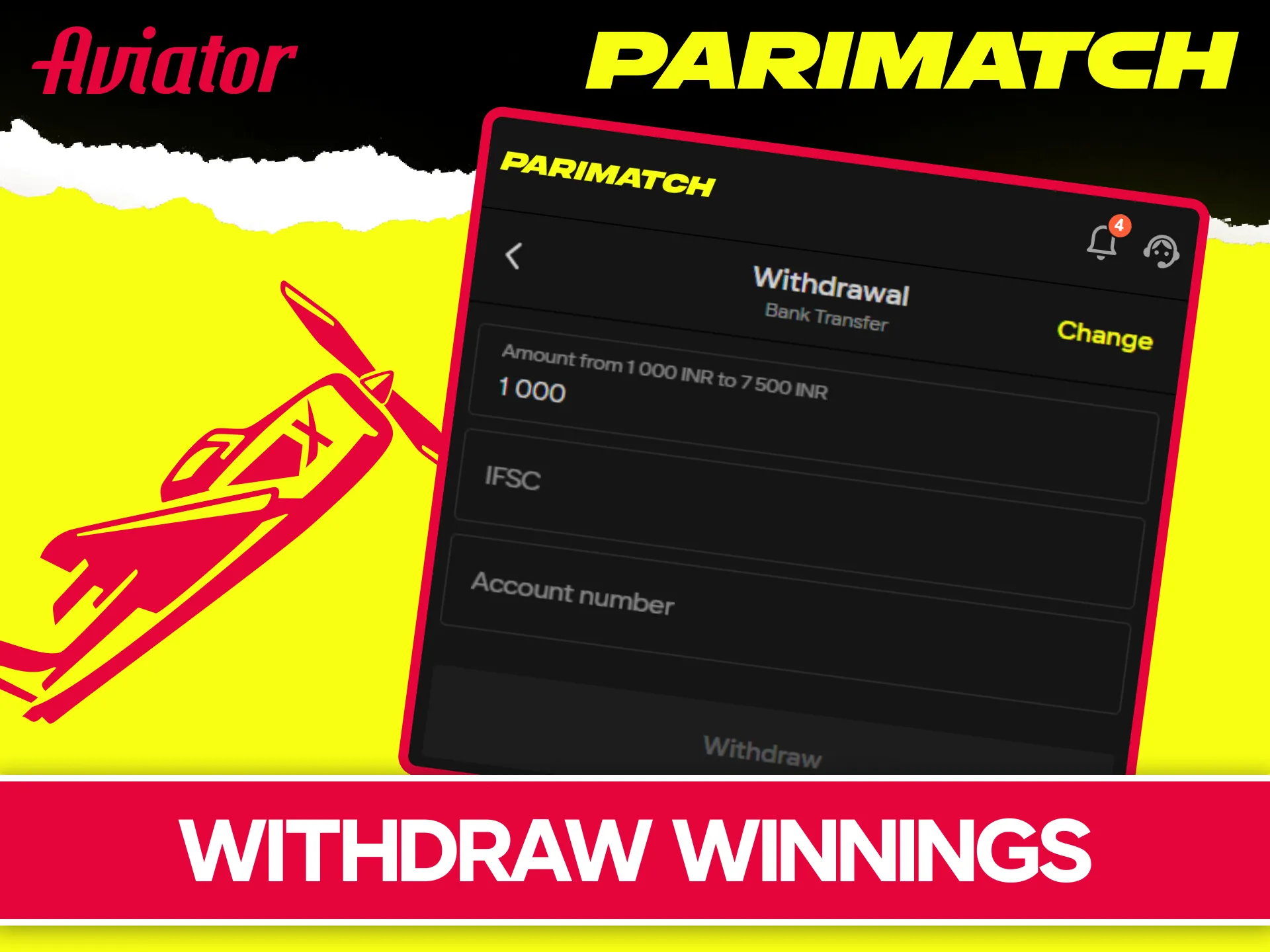 Withdraw Aviator winnings from the official Parimatch India gaming account.