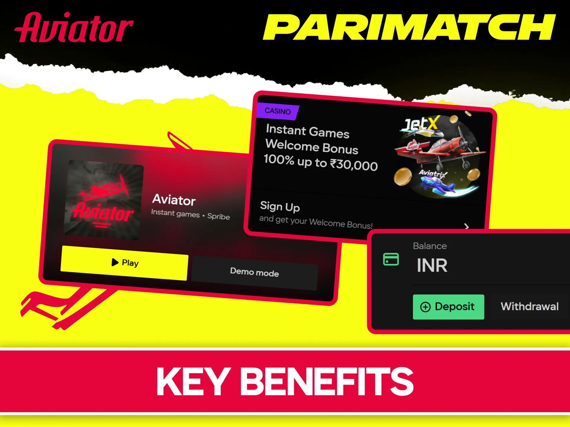Enjoy official Parimatch Aviator benefits by creating your new account.
