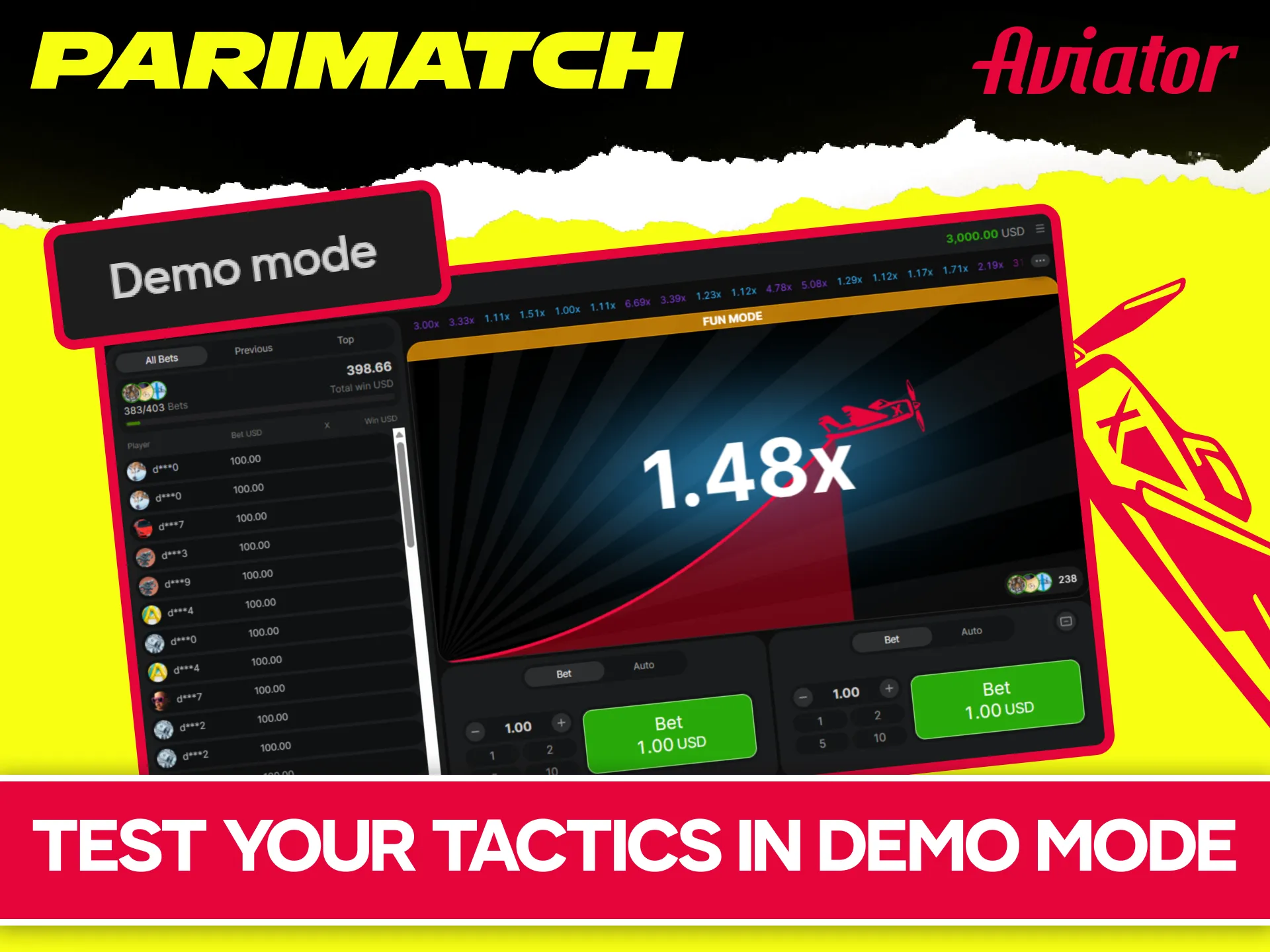 Practice your official Parimatch Aviator tactics using the demo mode.